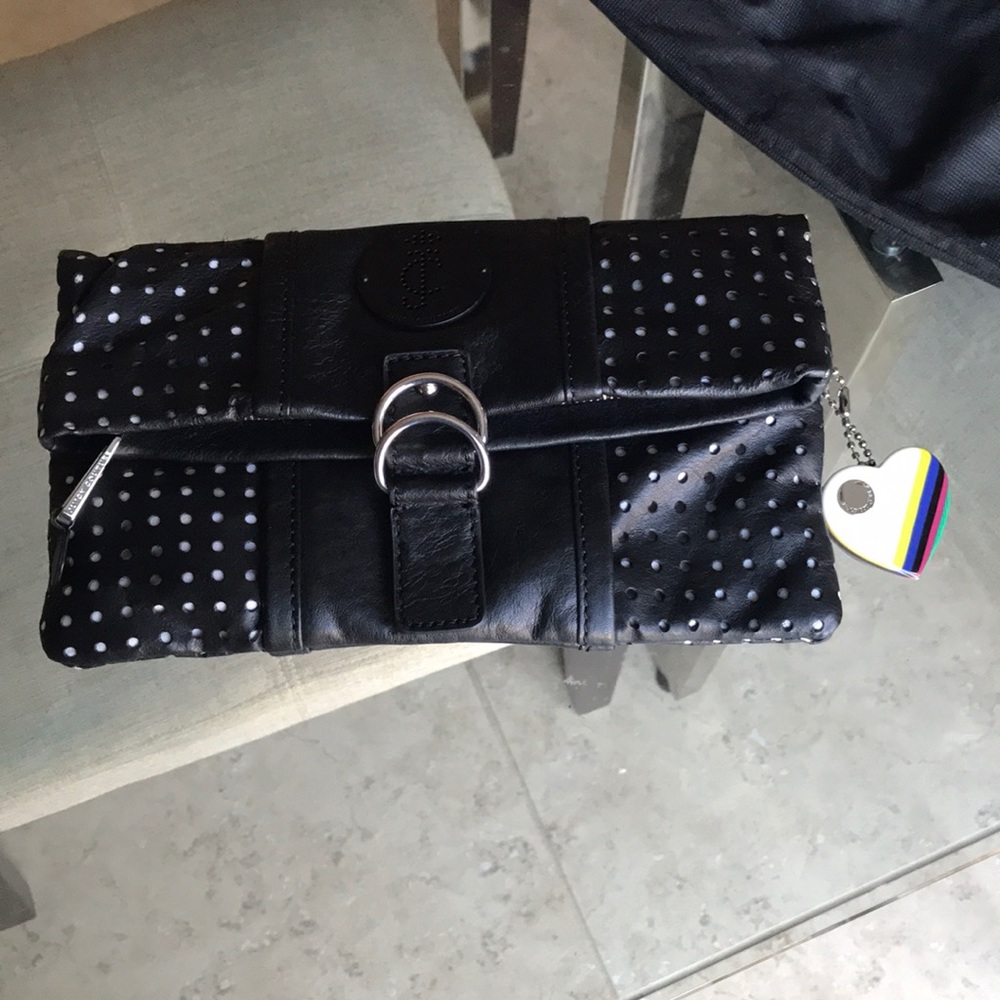 Juicy couture leather folded clutch with strap